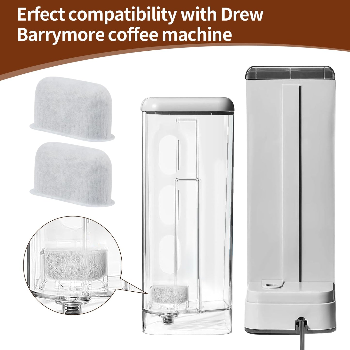 8Pcs Replacement Coffee Filters Compatible with Drew Barrymore Coffee Maker, Coffee Filters for Beautiful Coffee Maker Charcoal Water Filters