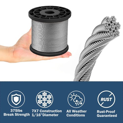 YingYa BIS Wire Crimping Tool Kit, 100FT Stainless Steel Cable, 100PCS Aluminum Crimping Loop Sleeve, Wire Rope Thimble