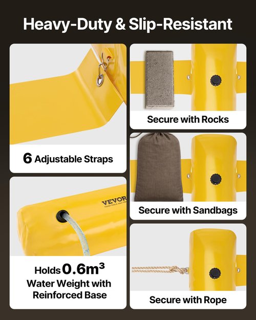 Flood Barrier, Flood Bags, Sandbag Alternative, Water Barrier for Flooding with Great Waterproof Effect, Reusable PVC Water Diversion Tubes, Lightweight Flood Barriers for Home, Door, Garage(12FT*6in)