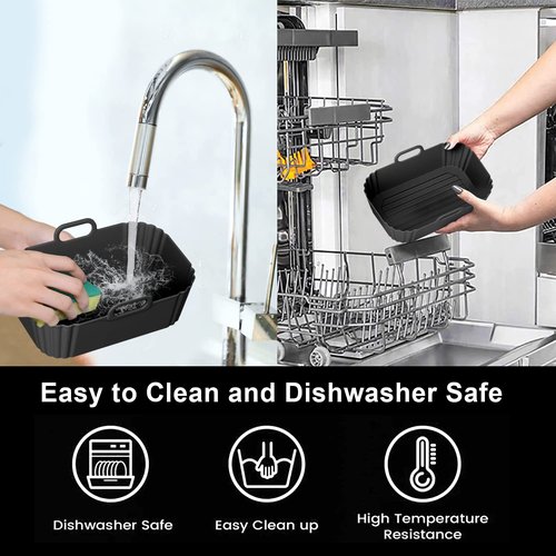 PINTAUR Silicone Air Fryer Liner 2Pack, Ninja Air Fryer Accessories, Repeatable Silicone Liners for Ninja Dual Air Fryer AF300UK AF400UK & Tower T17088, 7.87inch Silicone Air Fryer Pot Basket