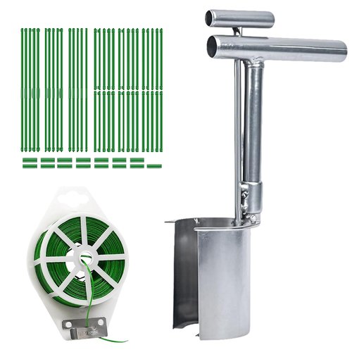 OuShuron Bulb Planter Tool,Stainless Steel Plant Seedling Transplanter,with 30 Plant Support and 164ft Twist Ties,Used for transplanting, Supporting, and Fixing seedlings