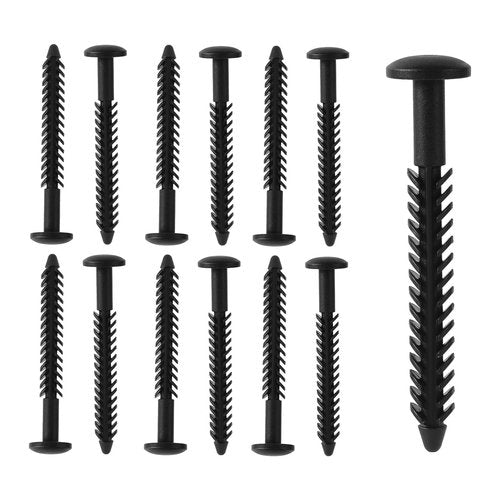 12pcs Vinyl Shutter Fasteners, 3in Plastic Shutter Screws for Windows Reverse Barb Exterior Spike Loks Pin Easy Installation Quick Window Blind Fasteners (Black)