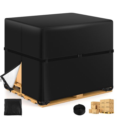 Zipper Pallet Cover,KY-HUAEN 900D Heavy Duty Pallet Covers Fits Large Pallets Up to 49.2" x 41.33" x 49.21" |Waterproof,Rip-Proof, Fade Resistant, With Fixed Rope (49.2" x 41.33" x 49.21")