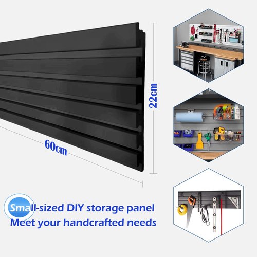 Slat wall paneling garage wall organizer: slatwall panel for garage wall storage systems,PVC slate wall panels (Black, 24"×9")