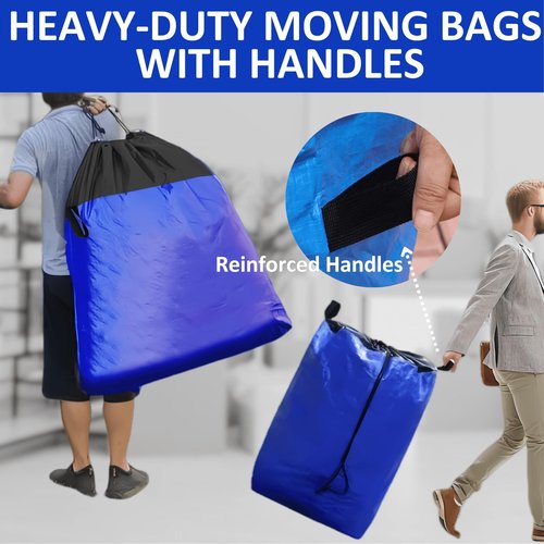 Moving Bags Heavy Duty Extra Large, 66 Gallon Large College Moving Bags with Handles, Waterproof Storage Packing for Home Dorm, Set of 2