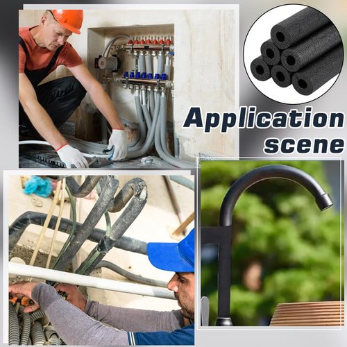 BENECREAT 15.83 Inch Insulation Foam Tube, 1.78 Inch Black Multi-Purpose Snake Pipe Pool Noodles Foam for Gaps and Joints Backing Concrete Filler