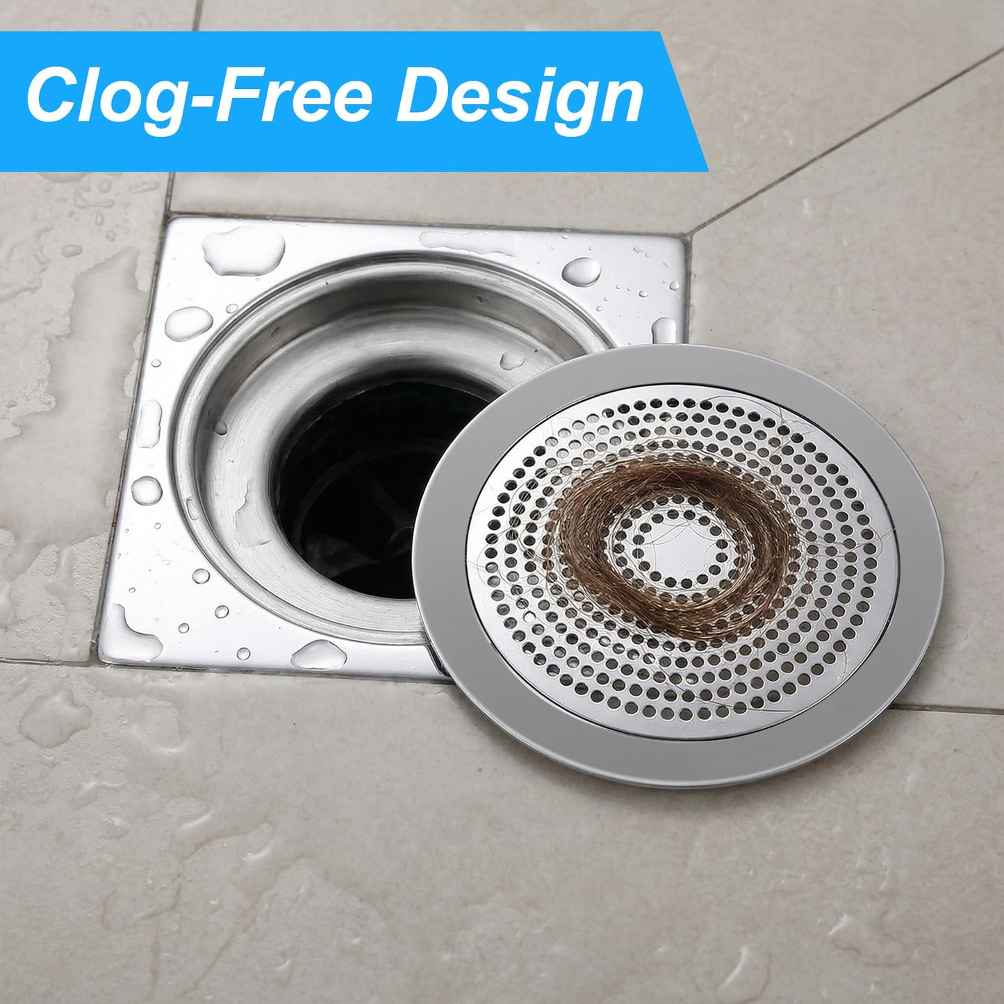 Flat Shower Drain Hair Catcher 5.7in Steel Shower Drain Cover Hair Catcher