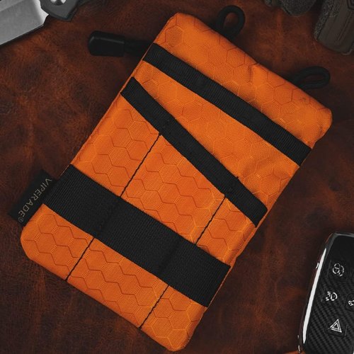VIPERADE VE1-P Pocket Organizer, EDC Pocket Organizer Men, EDC Organizer Pouch Tool Pouch with 5 Tool Storage EDC Pouch for Flashlight, Pocket Knife, Tactical Pen, EDC Gear (Orange)