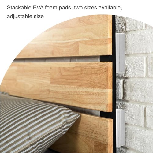 20 PCS Eva Foam Headboard Stoppers for Wall, Anti-Vibration Soundproof Pads for Bed Frame, 10Pcs (15mm Thick)+10Pcs (5mm Thick) Headboard Bumpers, White