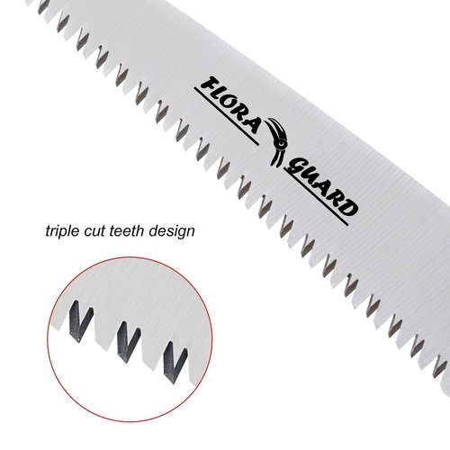 FLORA GUARD 7.7-Inch Folding Hand Saw, Pruning Saw with Trible-Cut Razor Teeth for Wood Cutting, Tree Trimming, Professional Camping Gardening Tools