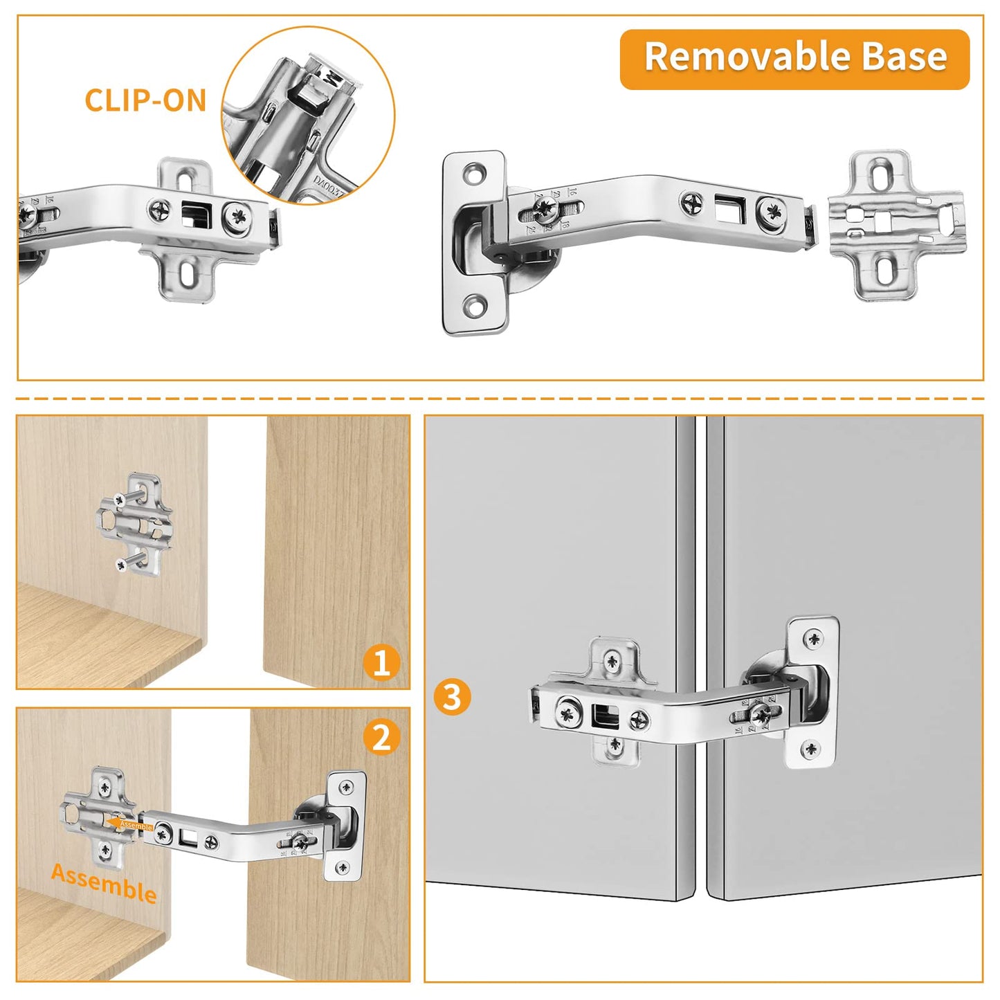 Chibery 2 Pack 1 Pairs 135° Lazy Susan Hinge, Full Overlay Concealed for Corner Kitchen Cabinet Replacement Hardware, Cupboard Folded, Folden Door