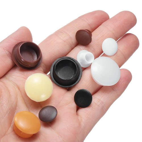 uxcell 400Pcs Screw Hole Plugs, 6mm(1/4") Dia Plastic Snap in Shelf Button Flush Type Caps for Furniture Cabinet Cupboard, White