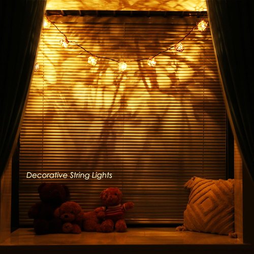 ACRAFT Rattan Ball String Lights Plug in Fairy Lights for Indoor Outdoor Patio Garden Balcony with End-to-end Connector Decorative Lighting-Brown Cord 10 Led 8.5ft