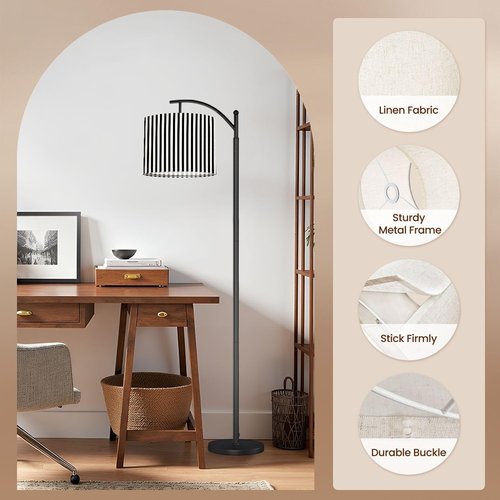 Lamp Shades Striped black white Drum Lampshade for Table Lamps Floor Lamp shade, Replacement Fabric Lampshades Support Spider E26/E27/E14/11MM Base
