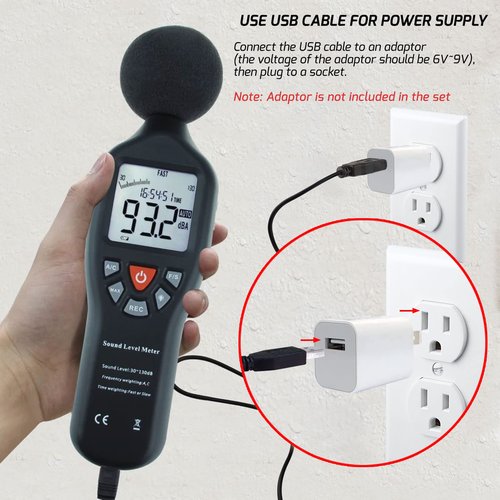 Decibel Meter Sound Level Meter Recorder Digital dB Meter Professional Noise Meter Detector Monitor 30dB to 130dB Portable SPL Meter with Data Logging for Home, Office, Outside