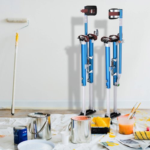 WeChef 36" to 50" Drywall Stilts Height Adjustable Non-slip Aluminum Tool for Fruit Collection Branch Pruning Cleaning Décor Stilt Walker Blue
