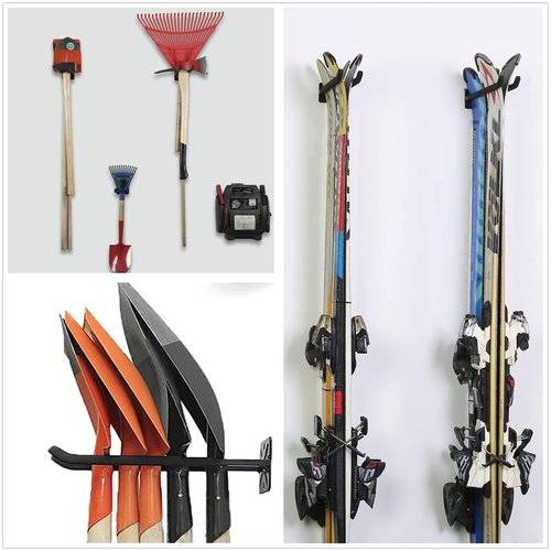 TORACK Garage Hooks Heavy Duty Tool Organizer, Wall Mount Hanger Rack Garage Storage Utility Hooks for Car Tires, Ladders, Chairs, Strollers, Power Tools, Garden Tools (2 Pack, 12.4" Hook)