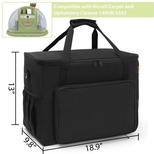TORIBIO Storage Carry Bag Compatible with Bissell Carpet and Upholstery Cleaner 1400B/3353/74R7, Organizer/Case for Bissell Little Green with Extra Pockets for Accessories