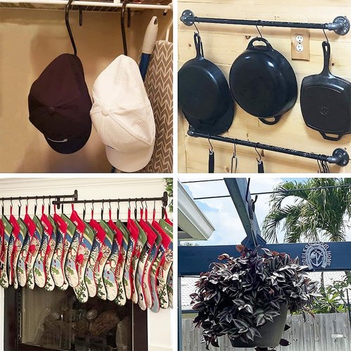 10 PCS S-Type Hook Versatility S-Hooks Garage Hook Heavy Object Hook Practical Clothes Hook for Hanging Plants,Clothes,Jeans,Pot Pan Garden Black