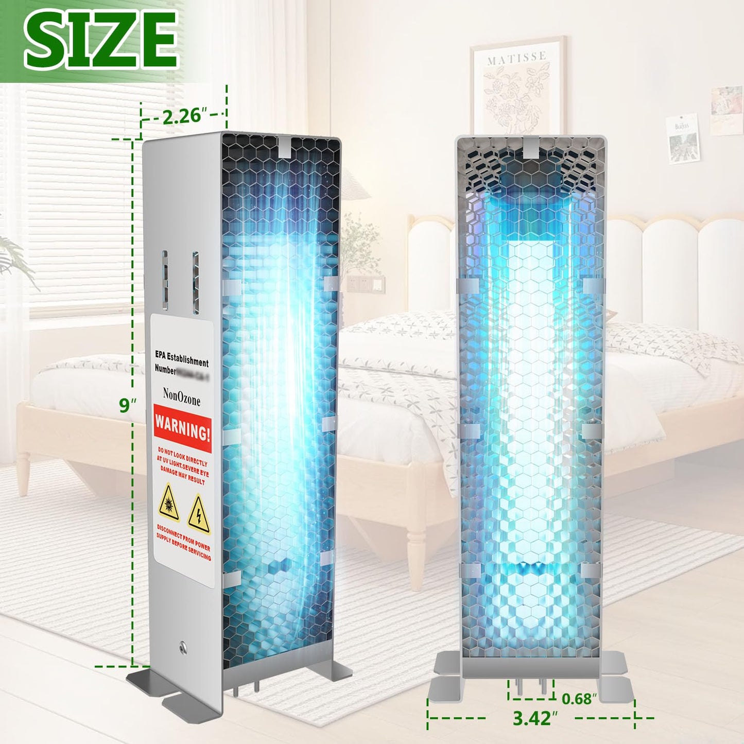 BlueDate Air Scrubber Advanced Photocatalytic Oxidation (PCO) 9 Inch Replacement Cell and Üν Bulb, Ozone Free Suitable for ActivTek InDuct 2000, A1013A, A1013C, A1013P, A1013Q, A1013U, 1 Pack