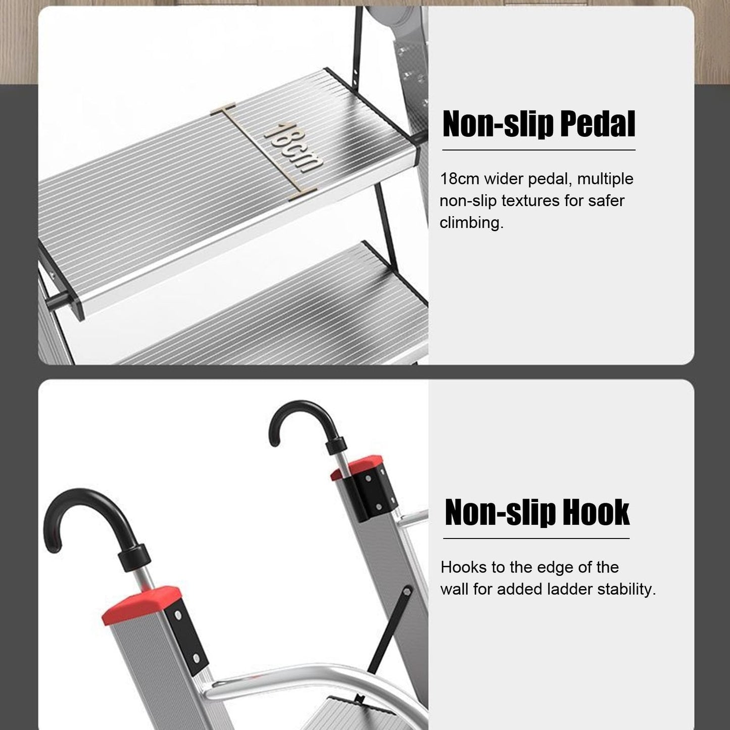 Foldable Attic Egress Ladder, Universal Space-Saving Loft Ladders for Basement/Window Well/Apartments, Fire Escape Ladder with Non-Slip Strips(9 Step 275 cm (108 1/4"))