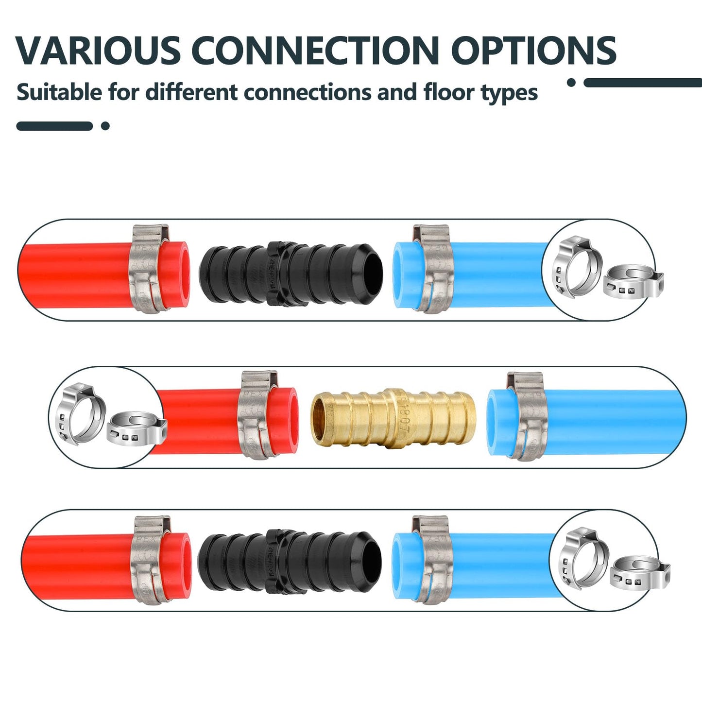 1/2 Inch Seelink PEX-B Pipe, 2 x100 ft (200 ft) Pex B Tubing with a Pipe Cutter & 100pcs Copper Crimp Rings(AB-2)