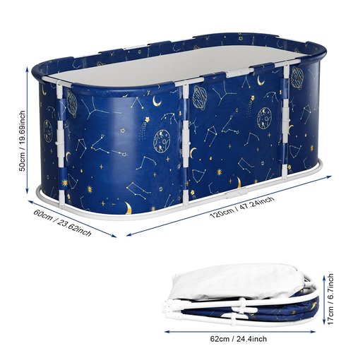 hatleues Foldable Bathtub for Adults - Portable Soaking Tub for Hot Baths & Ice Baths, Large Freestanding Bathtub, Spa & Cold Plunge Tub for Relaxation, Travel, Camping,47''x23.6''x19.7'' Blue