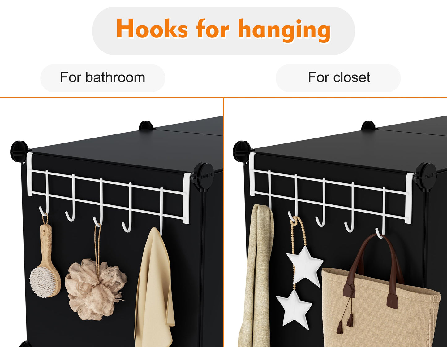 Closet Organizers and Storage, 12 Cube Storage Organizer, Portable Closet Organization Clothes Shelves for Kids, Closet, Bedroom, Bathroom, Office, Black