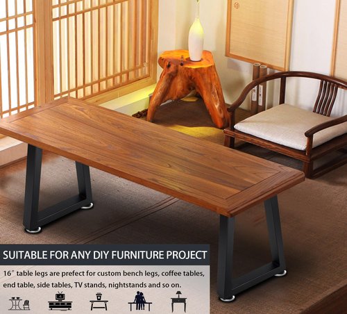 Taelakeni 16 Inch Metal Bench Legs, Heavy Duty Coffee Table Legs, Trapezoid