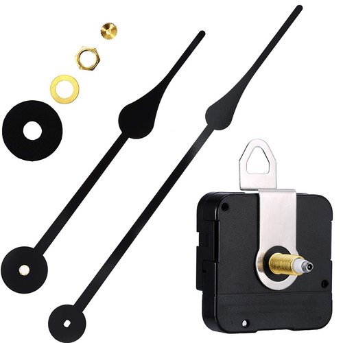 High Torque I Shaft Hands Quartz DIY Wall Clock Movement Mechanism with 9.1 Inch Long Spade Hand Battery Operated Repair Parts Replacement, 3/10 in Max Dial Thickness, 4/5 in Total Length
