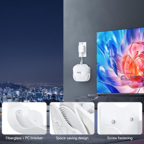XLTTYWL eero 7 Wall Mount Kit, erro 7 Mount Bracket Optimize Space&Cable Management Accessories eero WiFi 7 Compatible with eeros 7 Extender Dual-Band Mesh Wi-Fi 7 Router (White, 1 Pack)