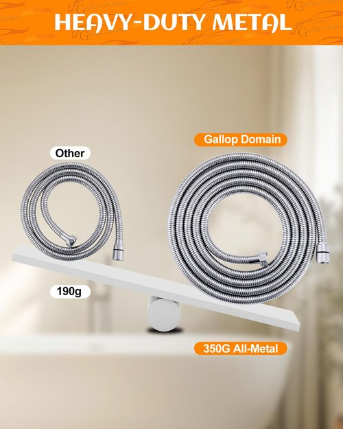 Gallop Domain Extra Long Shower Head Hose | 118 Inch - Stainless Steel Encrypted Explosion-Proof Handheld Flexible Hose Replacement, with Brass Insert And Nut Chrome