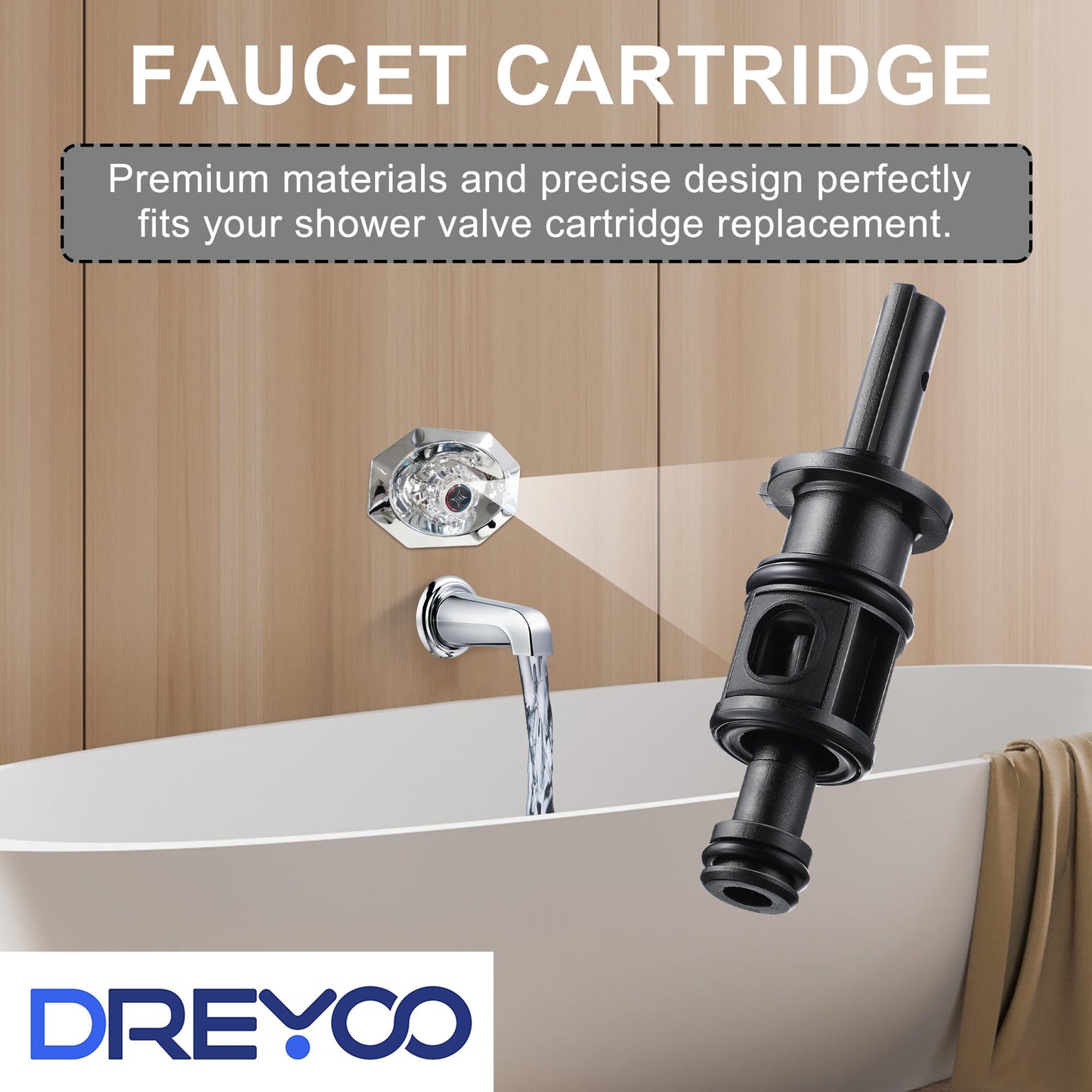 Dreyoo 2 Pack Compatible with 9742920 S742920 Pull and Turn Tub Shower Cartridge, Compatible with Pfister Avante Kitchen, Lavatory, Tub Faucet, Shower Valve Cartridge Replacement Part (Plastic Stem)