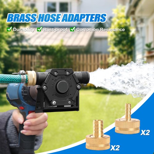FIDISP Drill Pump for Water 12Pcs, 750 GPH Electric Drill Pump with Water Hose, Oil Hose and Adapter, for Water, Gasoline, Garden, Rain Barrels(Black)