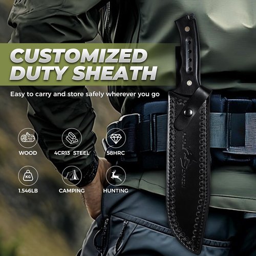 Purple Dragon Machete For Cutting Trees Heavy Duty - Fixed Blade Knife for Yard Work, Garden Clearing, Outdoor Survival, Bushcraft, Camping, Hunting – Includes Sheath