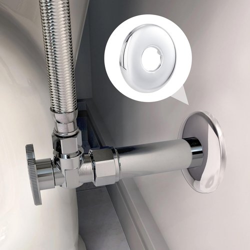 PAGOW 4 Pcs Stainless Steel Shower Arm Flange, Round Escutcheon Plate, Shower Pipe Covers for Bathroom, Shower Faucet Cover Plate for Shower Arms, Pipes - Silver (OD 2.45in, ID 0.84in)