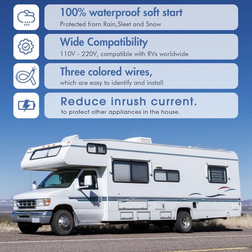 TaleBoy Soft Start for RV air conditioners Reduces Startup Current by up to 75%, Saving Battery Power. Compatible with 120V-240V Systems (3.5 ton max), Ideal for RVs, Vans, and Campers.