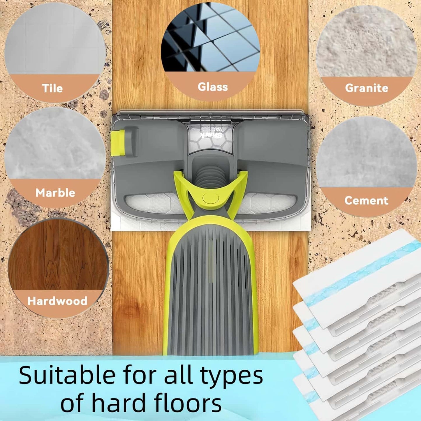 10 Pack Disposable Vacmop Replacement Pads for Shark VACMOP Pro VM252 VM251 VM250 VM200 VM190 VC205 QM250 Vmp30 Vmp10 Vmp16 Models Vacuum Mop Pads Refills for All Hard Floors