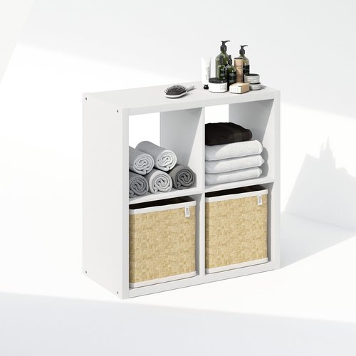 Furinno Cubic Open Back Multipurpose Clothing & Closet Storage Organizer Shelf, 4-Cube, White