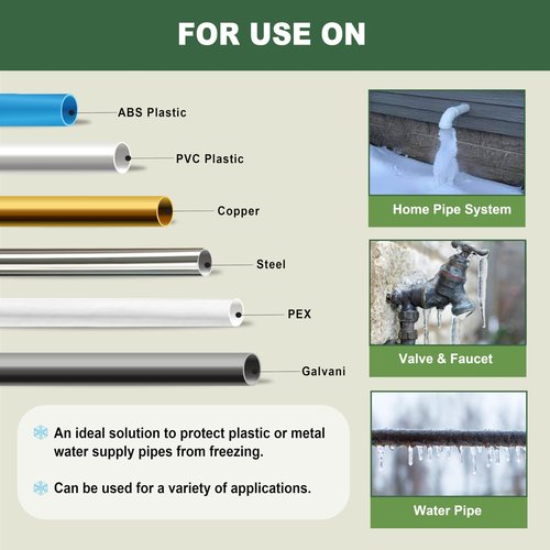MAXKOSKO 10 Feet Pipe Heat Cable for Water Pipe Freeze Protection, Self-Regulating Heat Tape for Metal And Plastic Home Pipes, Anti-Freeze Pipe Heating Trace System 120 V