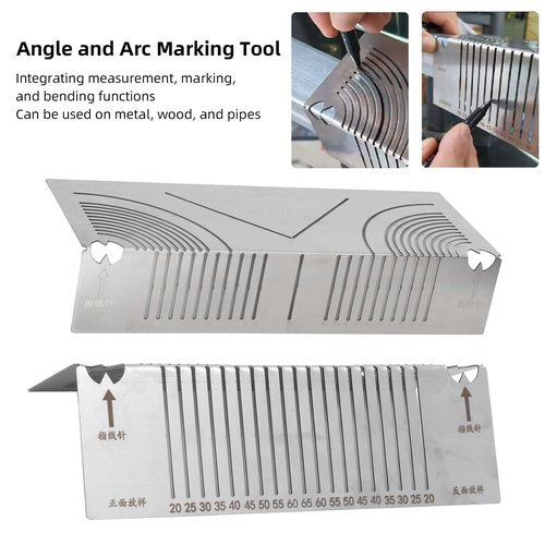 KoovDem Square Tubing Marking Tool 2 Pcs Angle and Arc Marking Tool Multi Functional Stainless Steel Linear Arc Scriber for Pipe Cutting Welding