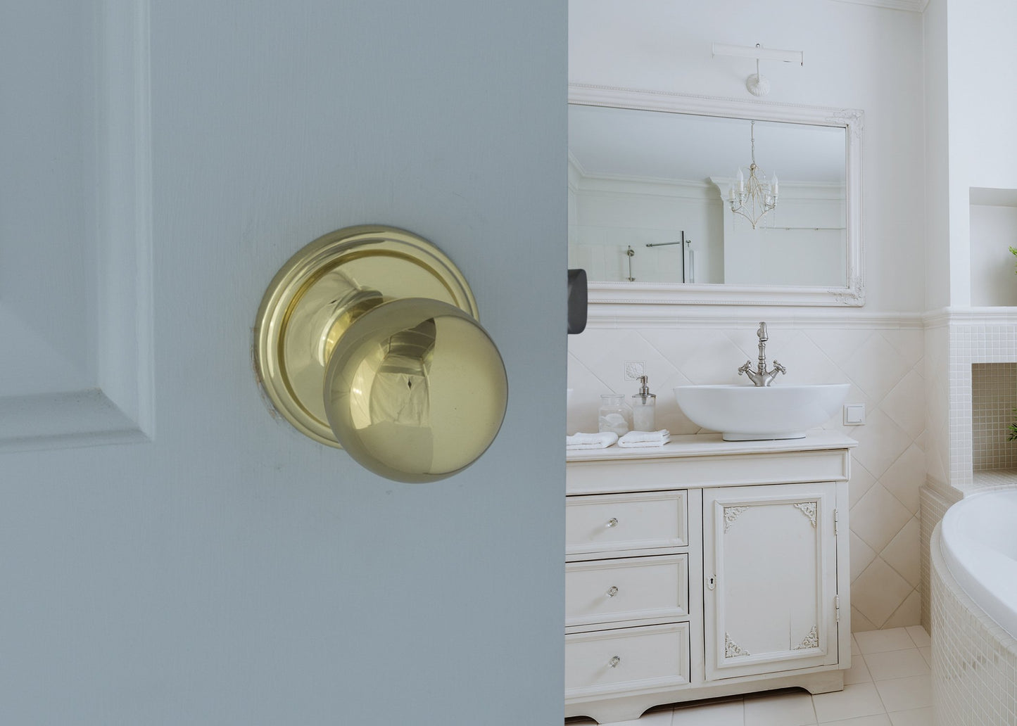 Copper Creek BK2020PB Ball Door Knob, Passage Function, 2 Pack, in Polished Brass