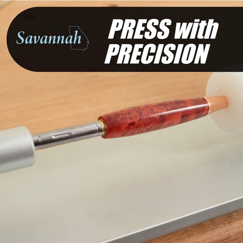 Savannah Pen Press with Anodized Aluminum Base and Adjustable Assembly Rod with UHMW Pressure Stop for Assembling Pen Parts | Exerts up to 30 Pounds of Pressure