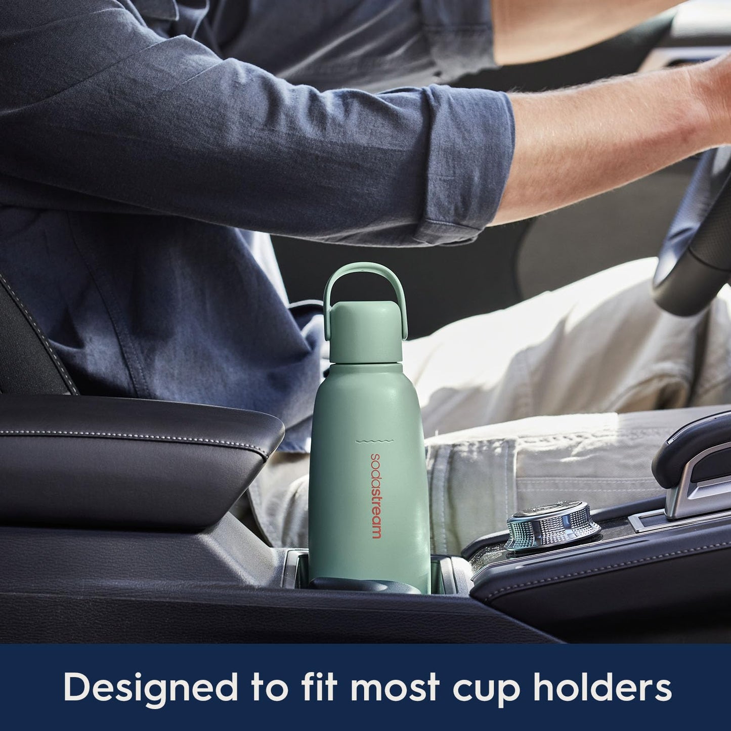 SodaStream - Fizz & Go Cool Bottle | Stainless Steel Carbonating Water Bottle | Keeps Drinks Cold 12 Hrs | Cupholder Friendly | Compatible with Pink CO2 cylinder machines | Mint color | 30.4 oz