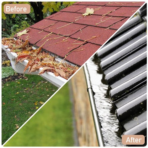 jbcgv Gutter Cleaner Tools from Ground - 10.5FT Adjustable Gutter Cleaning Brush with 3 Brush, No Ladder Needed Gutters Brush Pole for Removing Leaves, Debris/Safe Roof Cleaning