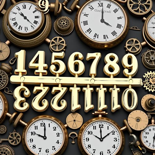 SquarezhenBo 1 Set Clock Arabic Numerals Kit,Clock Parts Digital Clock Numbers Roman Numerals Arabic Number for Replacement Repairing Clock,Clock Movement Hardware (Gold)