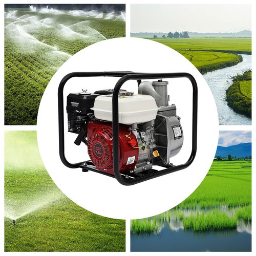 212cc 4 Stroke Gasoline Engine Water Pump, 3-Inch Gas-Powered Semi-Trash Water Transfer Pump, High Pressure Water Pump For Water Well Intake, Farmland Irrigation, Garden Irrigation