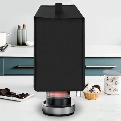 Linkidea Ice Cream Mixer Dust Cover, Portable Blender Shield with Hand Strap, Durable Mixer Protector with Compartment, Compatible with Ninja CREAMi Deluxe NC501, NC299AMZ, NC301 (Black)