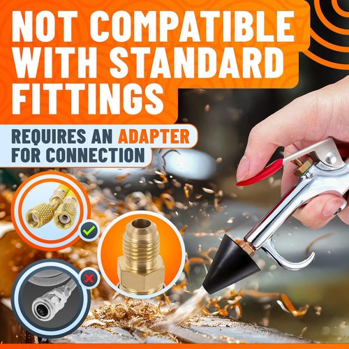 Air Nozzle Blow Gun for Compressor - Stainless Steel Air Gun Blower with Pressure Adjustment, Rust-Resistant Brass Thread, Rubber Tip, Thumb Switch Lever - Compact HVAC Tools for Cleaning Tight Spaces