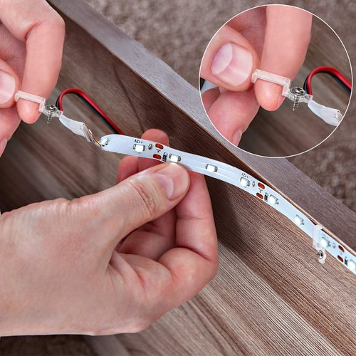 Mudder 300 Pieces LED Mounting Clips Light Bracket Strip, One Side Fixing Clips with Screws for Fixing 10 mm Wide 3528/5050 LED Light Strip(Transparent)